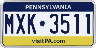PA license plate MXK3511