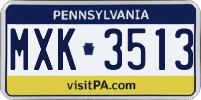 PA license plate MXK3513