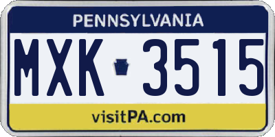 PA license plate MXK3515