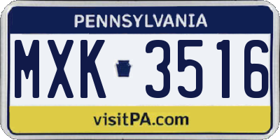 PA license plate MXK3516