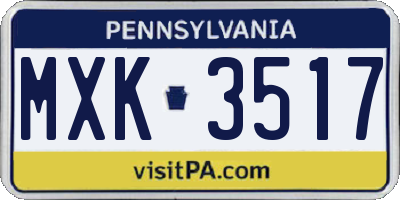 PA license plate MXK3517