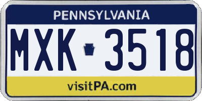 PA license plate MXK3518
