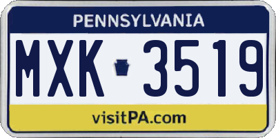 PA license plate MXK3519