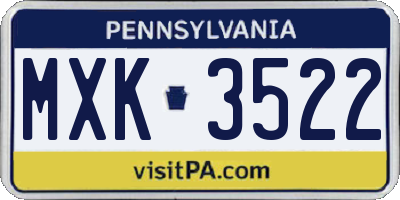 PA license plate MXK3522