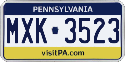 PA license plate MXK3523