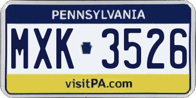 PA license plate MXK3526