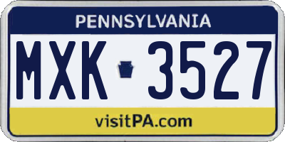 PA license plate MXK3527