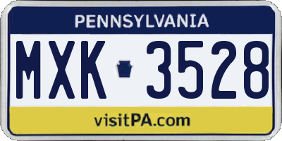PA license plate MXK3528