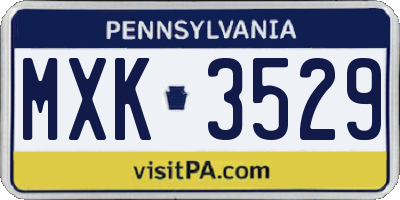 PA license plate MXK3529