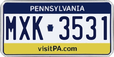 PA license plate MXK3531