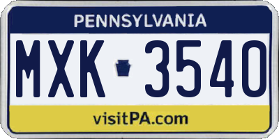 PA license plate MXK3540