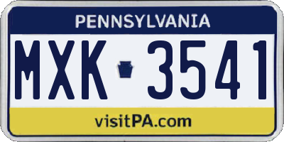 PA license plate MXK3541