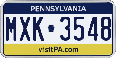 PA license plate MXK3548