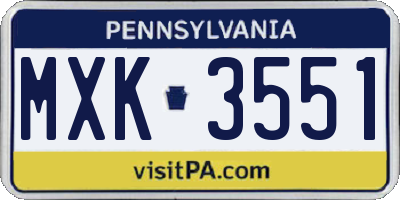 PA license plate MXK3551