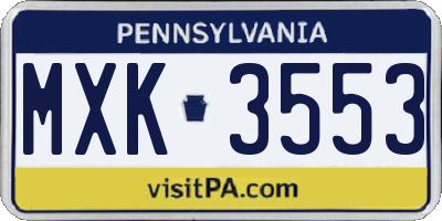 PA license plate MXK3553