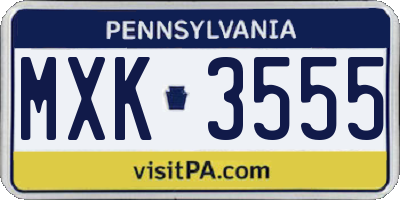 PA license plate MXK3555