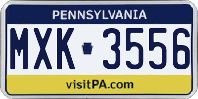 PA license plate MXK3556