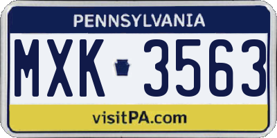 PA license plate MXK3563