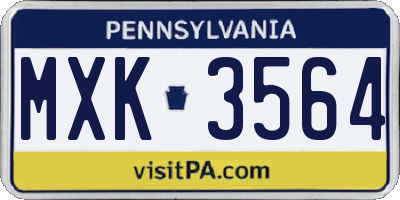 PA license plate MXK3564