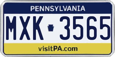 PA license plate MXK3565