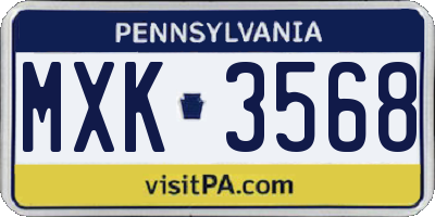 PA license plate MXK3568