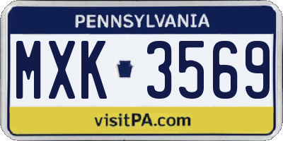 PA license plate MXK3569