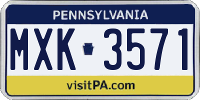 PA license plate MXK3571