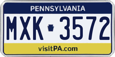 PA license plate MXK3572