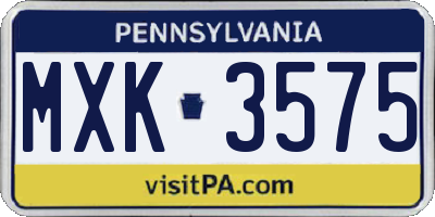 PA license plate MXK3575