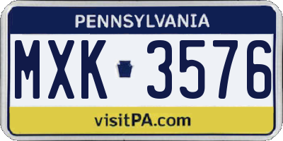 PA license plate MXK3576