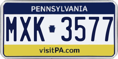 PA license plate MXK3577