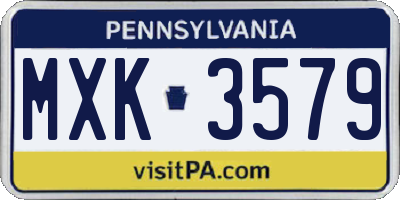 PA license plate MXK3579