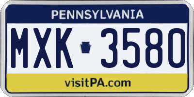 PA license plate MXK3580