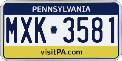 PA license plate MXK3581