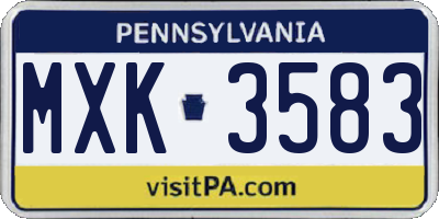 PA license plate MXK3583