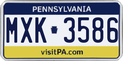 PA license plate MXK3586