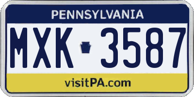 PA license plate MXK3587