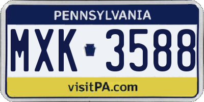 PA license plate MXK3588