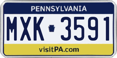 PA license plate MXK3591
