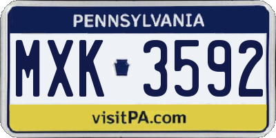 PA license plate MXK3592