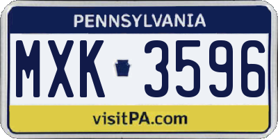 PA license plate MXK3596