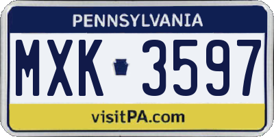 PA license plate MXK3597