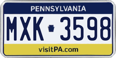 PA license plate MXK3598