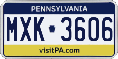 PA license plate MXK3606