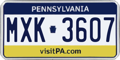 PA license plate MXK3607