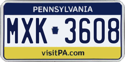 PA license plate MXK3608