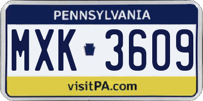 PA license plate MXK3609