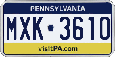 PA license plate MXK3610