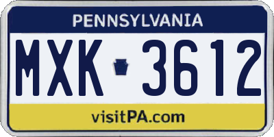 PA license plate MXK3612