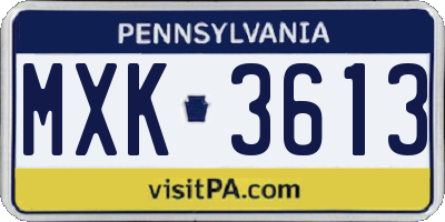 PA license plate MXK3613